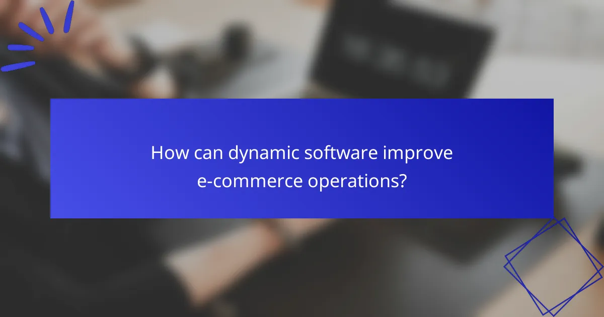 How can dynamic software improve e-commerce operations?
