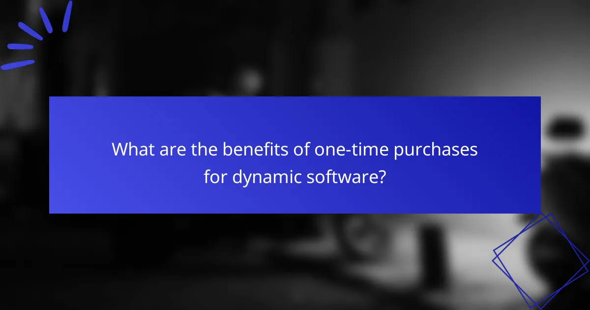 What are the benefits of one-time purchases for dynamic software?