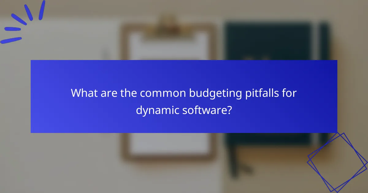What are the common budgeting pitfalls for dynamic software?