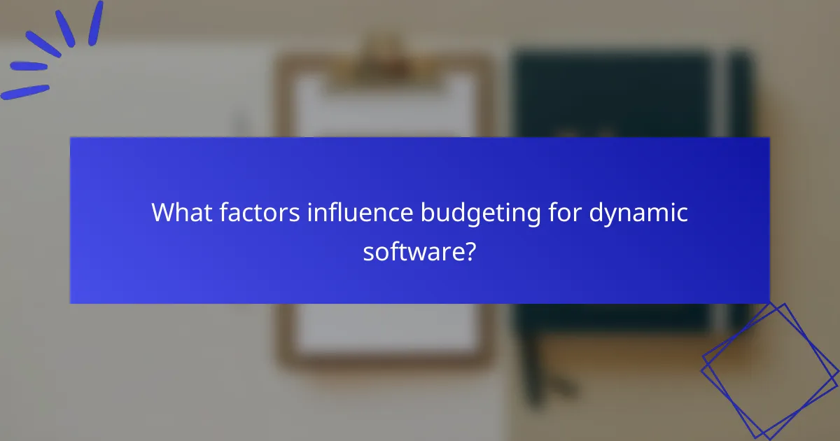 What factors influence budgeting for dynamic software?